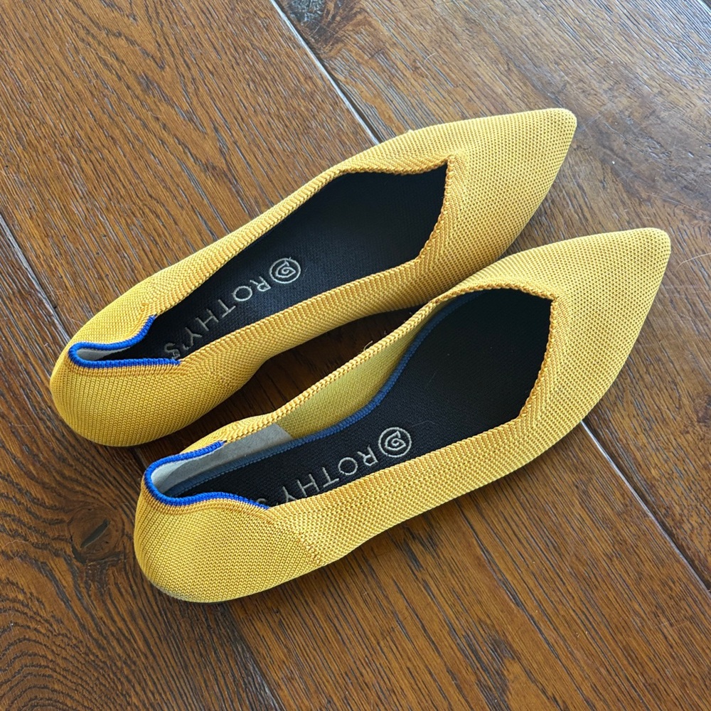 Rothy's Marigold Flats with Blue Trim